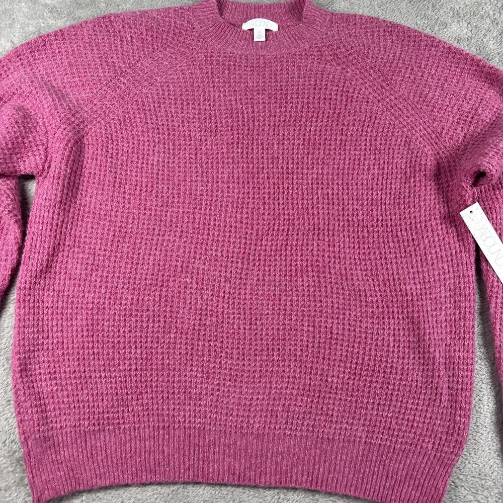 Abound‎ Women's Thermal Knit Pullover Sweater Pink Cyclamen Size XS New